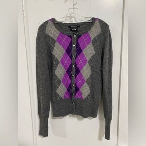 100% Cashmere Apt. 9 Argyle Cardigan